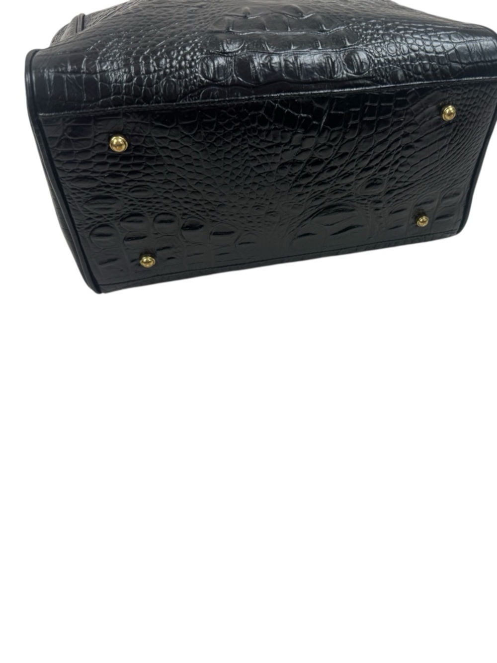 Brahmin Embossed Crocodile Shoulder Zip Top Black Bag - Picture 5 of 14
